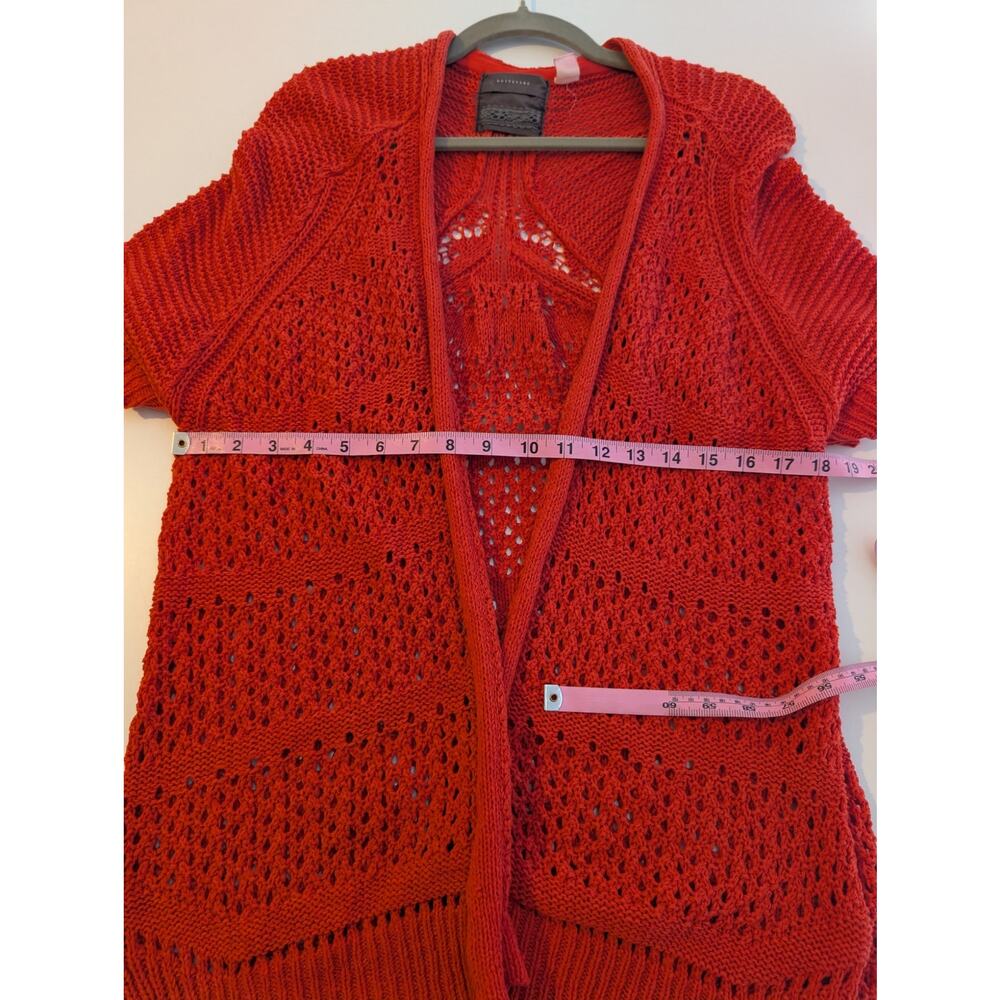Anthro Guinevere In Summary Cardigan Sweater Crochet Boho Cottage Red Size S - Picture 10 of 11
